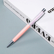 Natural Rose Quartz Chip on Top Ball-Point Pens, Aluminium Alloy Ball-Point Pen, 140mm(PW-WG35714-05)