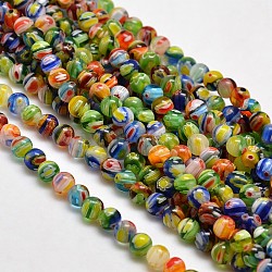 Round Millefiori Glass Beads Strands, Colorful, 6mm, Hole: 1mm, about 67pcs/strand, 14.7 inch(X-LK-P001-05)