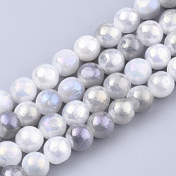 Natural Calcite Beads Strands, Silver Plated, Dyed, Round, WhiteSmoke, 8~8.5mm, Hole: 1~1.2mm, about 52pcs/strand, 16.14 inch(G-S329-084)