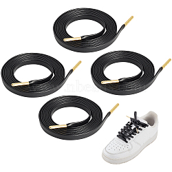 Imitation Leather Shoe Laces, Flat Shoelace, Black, 1408x7x1mm(FIND-WH0110-387C)