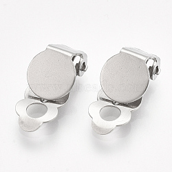 304 Stainless Steel Clip-on Earring Findings, with Round Flat Pad, Flat Round, Stainless Steel Color, Tray: 8mm, 18x8x6mm, Hole: 3mm(STAS-T045-33A-P)