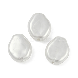 Glass Profiled Pearl Beads, Pearlized, Oval, White, 20~20.5x16~16.5x6mm, Hole: 1.2mm(HY-Z001-12)