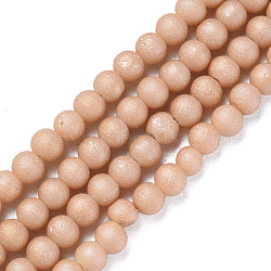 Electroplate Frosted Glass Beads Strands, Round, BurlyWood, 5x4mm, Hole: 1mm, about 98~102Pcs/strand, 16.14 inch~16.54 inch(41~42cm)(EGLA-N006-036D)