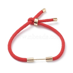 Braided Nylon Cord Bracelet Making, with Brass Findings, Red, 9-1/2 inch(24cm), Link: 30x4mm(MAK-A017-D01-06G)