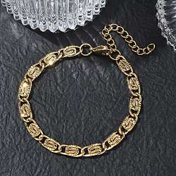 6MM 304 Stainless Steel Lumachina Chain Bracelets, Ion Plating(IP), Golden, 7.36 inch(18.7cm)(SA-CBA2696-14G)