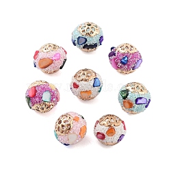 Handmade Indonesia Beads, with Alloy, Resin and Glass, Round, Mixed Color, 17.5x16.5mm, Hole: 1.8mm(FIND-Q106-54)