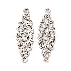 Tibetan Style Alloy Connector Charms, Leaf Links, Antique Silver, 29.5x9.5x1mm, Hole: 1.5mm(TIBE-YW0001-55)