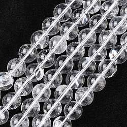 Natural Quartz Crystal Beads Strands, Rock Crystal Beads, Round, 10mm, Hole: 1mm, about 18pcs/strand, 7.5 inch(X-G-C175-10mm-2)