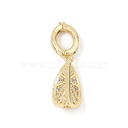 Brass Micro Pave Cubic Zirconia Pendants, Orange Charms, Golden, Clear, 24mm, Hole: 5.5x4mm(CU-CBAAD26-02B-G)