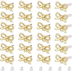 40Pcs Alloy Stud Earring Findings, with Horizontal Loops and Steel Pins, Bowknot, with 80Pcs Plastic Ear Nuts, Light Gold, 8x14mm, Hole: 1.4mm, Pin: 0.7mm(FIND-FH0005-80)