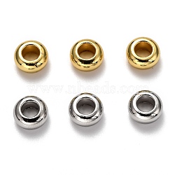 Brass Spacer Beads, Long-Lasting Plated, Rondelle, Mixed Color, 8x4mm, Hole: 4mm(KK-H752-03)