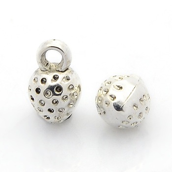 CCB Plastic Fruit Pendants, Strawberry Charms, Antique Silver, 11x7x7mm, Hole: 2mm