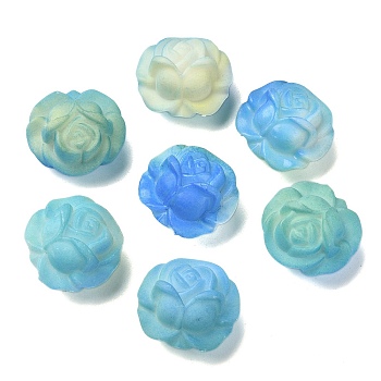 Light Change Resin Beads, Camellia Flower Beads, Dodger Blue, 18x19.5x11.5mm, Hole: 2mm, about 270pcs/500g