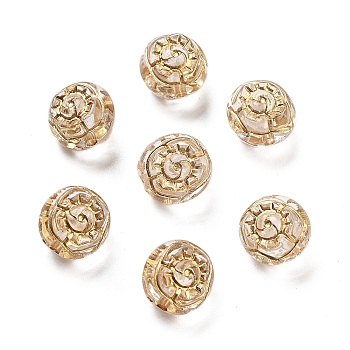 Metal Enlaced Transparent Acrylic Beads, Golden Plated, Rose, Gold, 10x10x7.5mm, Hole: 1mm, about 1000Pcs/500G