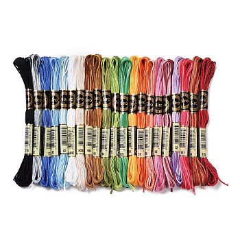 21 Skeins 21 Colors 6-Ply Polyester Embroidery Floss, Cross Stitch Threads, Segment Dyed Gradient Color, Mixed Color, 0.5mm, about 8.75 Yards(8m)/Skein, 21 colors, 1 skein/color, 21 skeins/set