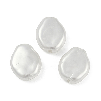 Glass Profiled Pearl Beads, Pearlized, Oval, White, 20~20.5x16~16.5x6mm, Hole: 1.2mm