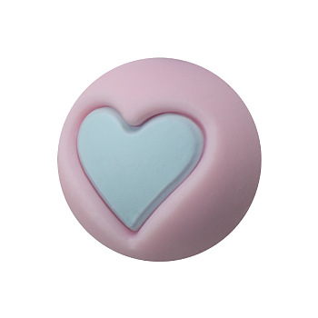 Round Food Grade Eco-Friendly Silicone Beads, Heart, 15mm