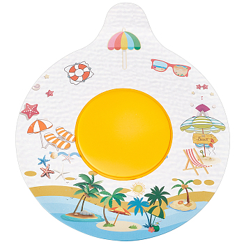 Silicone Sink Plug, Flat Round, Beach Theme Pattern, 155x130x6mm, Inner Diameter: 55.5mm