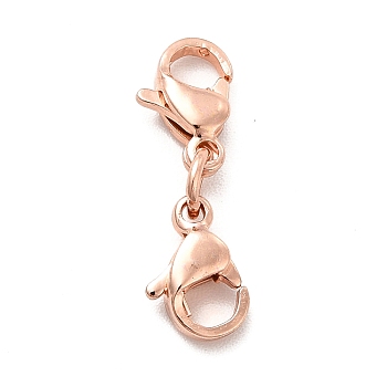 304 Stainless Steel Double Lobster Claw Clasps, Rose Gold, 20mm