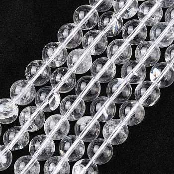 Natural Quartz Crystal Beads Strands, Rock Crystal Beads, Round, 10mm, Hole: 1mm, about 18pcs/strand, 7.5 inch