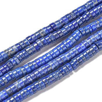 Natural Lapis Lazuli Beads Strands, Flat Round/Disc, 4x1.5~2mm, Hole: 0.6mm, about 205pcs/strand, 15.75 inch(40cm)