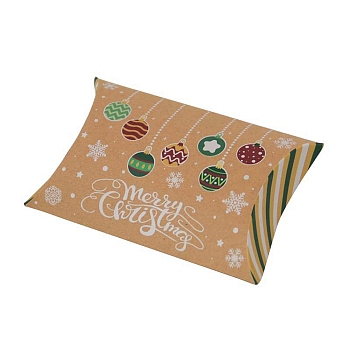 Christmas Theme Cardboard Candy Pillow Boxes, Cartoon Bell Candy Snack Gift Box, Colorful, Fold: 7.3x11.9x2.6cm