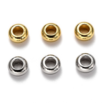 Brass Spacer Beads, Long-Lasting Plated, Rondelle, Mixed Color, 8x4mm, Hole: 4mm