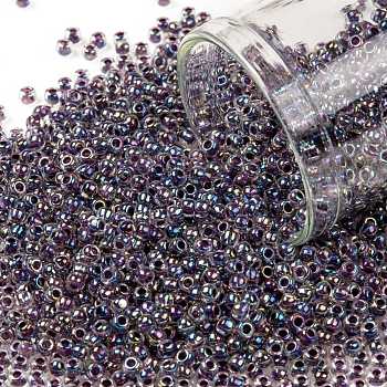 TOHO Round Seed Beads, Japanese Seed Beads, (788) Inside Color AB Crystal/Tanzanite Lined, 11/0, 2.2mm, Hole: 0.8mm, about 5555pcs/50g