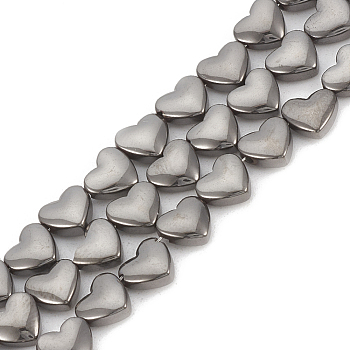 Electroplate Non-magnetic Synthetic Hematite Beads Strands, Heart, Gunmetal Plated, 6x5.5x3mm, Hole: 1mm, about 70pcs/strand, 15.7 inch