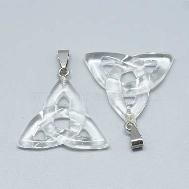Stainless Steel Color Triangle Quartz Crystal Pendants