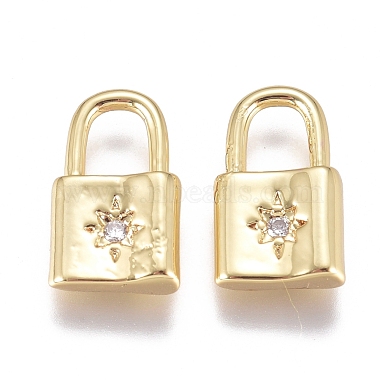 Golden Clear Lock Brass+Cubic Zirconia Charms