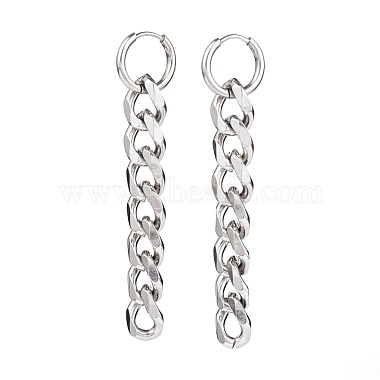 304 Stainless Steel Curb Chains Bracelets & Dangle Huggie Hoop Earrings Sets(SJEW-JS01176)-3