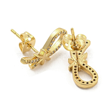 Brass Micro Pave Cubic Zirconia Ear Studs(EJEW-P261-24C-G)-2