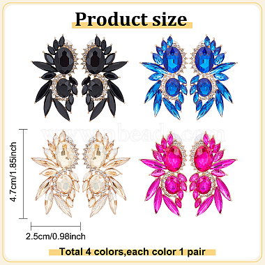 4 Pairs 4 Colors Rhinestone Mask Shape Stud Earrings(EJEW-AN0002-59)-7