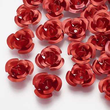 Red Flower Aluminum Beads