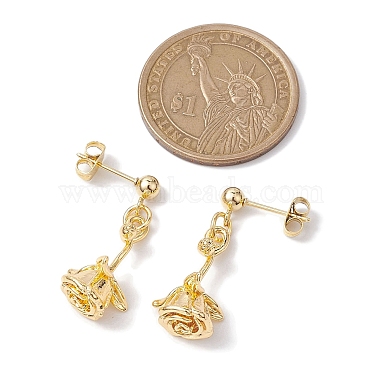 Flower Brass Dangle Earrings(EJEW-TA00495)-3