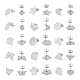 30Pcs 15 Style 304 Stainless Steel Textured Stud Earrings Findings with Hole(STAS-UN0002-32)-1