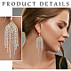 2 Pairs 2 Colors Natural Pearl Beaded & Rhinestone Chains Tassel Earrings(EJEW-AN0004-23)-3