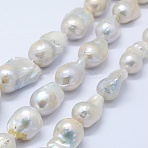 Natural Baroque Pearl Keshi Pearl Beads Strands, Cultured Freshwater Pearl, Nuggets, Creamy White, 20~30x15~19x15mm, Hole: 0.5mm, about 20pcs/strand, 15.3 inch(PEAR-K004-17)