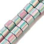 Polymer Clay Beads Strands, with Glitter Powder, Column, Medium Turquoise, 6~6.5x6.5~7mm, Hole: 1.2mm, about 63~65pcs/strand, 16.14~16.46''(41~41.8cm)(CLAY-H006-04J)