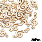 20Pcs Alloy Enamel Pendants, with Crystal Rhinestone, Musical Note, Light Gold, White, 22x10x2mm, Hole: 1.6mm(ENAM-YW0006-34C)