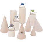 Wood Ring Displays, Cone & Column, Antique White, 11pcs/set(RDIS-OC0001-01)