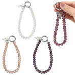 3Pcs Glass Pendant Decorations, with Alloy Spring Gate Rings, Mixed Color, 158mm(HJEW-YW00570)
