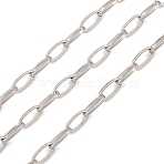 Brass Paperclip Chains, Soldered, with Spool, Long-Lasting Plated, Rack Plating, Lead Free & Cadmium Free, Platinum, 6.3x3x0.9mm(KK-CBAC547-10P)
