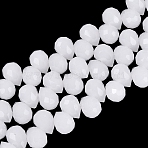 Imitation Jade Glass Beads Strands, Teardrop, Faceted, Ghost White, 10x8x8mm, Hole: 1~1.2mm, about 88~92pcs/strand, 20.67~22.64 inch(52.5~57.5cm)(GLAA-Q116-01A-A01)