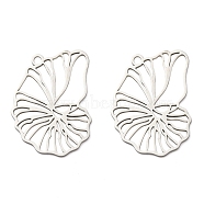 201 Stainless Steel Pendants, Laser Cut, Conch Charm, Stainless Steel Color, 29.5x22.5x1mm, Hole: 2mm(STAS-M318-03P)