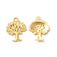 Rack Plating Alloy Pendants, Cadmium Free & Lead Free & Nickle Free, Tree Charm, Matte Gold Color, 21x16.5x2mm, Hole: 1.8mm(FIND-I036-54MG)