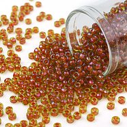 TOHO Round Seed Beads, Japanese Seed Beads, (303) Inside Color Jonquil/Hyacinth Lined, 8/0, 3mm, Hole: 1mm, about 222pcs/10g(X-SEED-TR08-0303)
