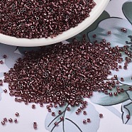 MIYUKI Delica Beads, Cylinder, Japanese Seed Beads, 11/0, (DB1705) Copper Pearl Lined Transparent Dark Cranberry, 1.3x1.6mm, Hole: 0.8mm, about 10000pcs/bag, 50g/bag(SEED-X0054-DB1705)