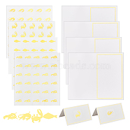 8 Sheets 4 Styles PVC Waterproof Self-Adhesive Sticker, Cartoon Decals for Gift Cards Decoration, with 60Pcs Paper Table Place Cards, Sea Animals, Gold, Self-Adhesive Sticker: 165x140x0.2mm, Sticker: 25x25mm, 2 sheets/style(STIC-OC0001-13C)